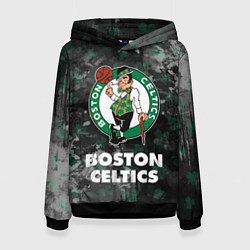 Толстовка-худи женская Бостон Селтикс, Boston Celtics, НБА, цвет: 3D-черный