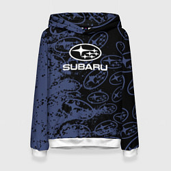 Толстовка-худи женская Subaru Pattern спорт, цвет: 3D-белый
