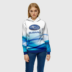 Толстовка-худи женская Subaru Спорт текстура, цвет: 3D-синий — фото 2