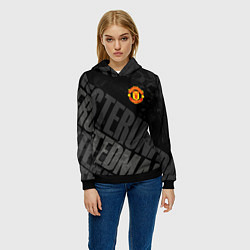 Толстовка-худи женская Manchester United , Манчестер Юнайтед, цвет: 3D-черный — фото 2