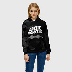 Толстовка-худи женская Arctic Monkeys Серая Геометрия, цвет: 3D-черный — фото 2