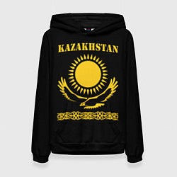 Толстовка-худи женская KAZAKHSTAN Казахстан, цвет: 3D-черный