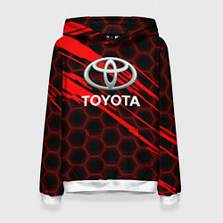 Толстовка-худи женская Toyota: Красные соты, цвет: 3D-белый