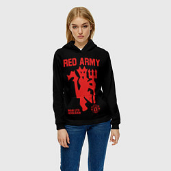 Толстовка-худи женская Manchester United Red Army Манчестер Юнайтед, цвет: 3D-черный — фото 2