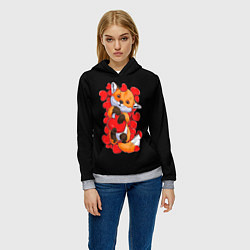 Толстовка-худи женская Лиса Символ любви, цвет: 3D-меланж — фото 2