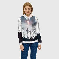 Толстовка-худи женская Побег от крыс, цвет: 3D-белый — фото 2