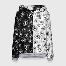 Толстовка-худи женская TESLA BLACK AND WHITE LOGO PATTERN, цвет: 3D-меланж