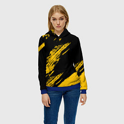 Толстовка-худи женская BLACK AND YELLOW GRUNGE ГРАНЖ, цвет: 3D-синий — фото 2