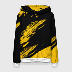 Толстовка-худи женская BLACK AND YELLOW GRUNGE ГРАНЖ, цвет: 3D-белый