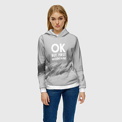Толстовка-худи женская Ок, но сначала горы!, цвет: 3D-белый — фото 2