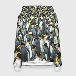 Толстовка-худи женская Пингвины Penguins, цвет: 3D-белый