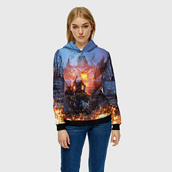 Толстовка-худи женская ELDEN RING БИТВА С ДРАКОНОМ, цвет: 3D-черный — фото 2