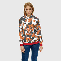 Толстовка-худи женская Orange Camo, цвет: 3D-красный — фото 2