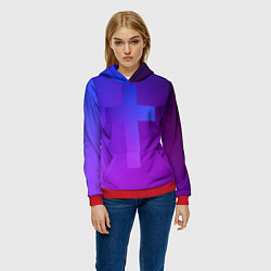 Толстовка-худи женская Крест в неоне, цвет: 3D-красный — фото 2