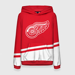 Толстовка-худи женская Detroit Red Wings, Детройт Ред Уингз Диагональные, цвет: 3D-красный