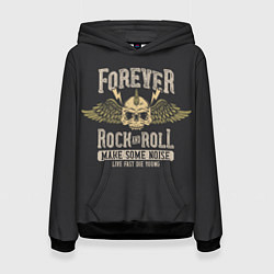 Толстовка-худи женская FOREVER ROCK AND ROLL, цвет: 3D-черный
