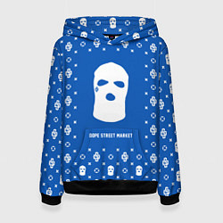 Толстовка-худи женская Узор Blue Ski Mask Dope Street Market, цвет: 3D-черный