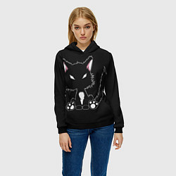 Толстовка-худи женская Disturbed Cat, цвет: 3D-черный — фото 2