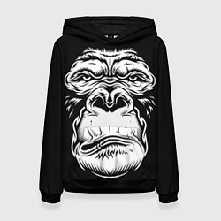 Толстовка-худи женская Морда гориллы, цвет: 3D-черный