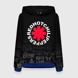 Толстовка-худи женская Red Hot Chili Peppers Логотипы рок групп, цвет: 3D-синий