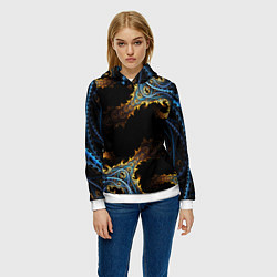 Толстовка-худи женская Огненные фракталы 3d, цвет: 3D-белый — фото 2