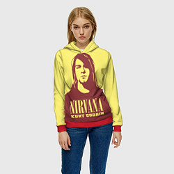Толстовка-худи женская Nirvana - Kurt Cobain, цвет: 3D-красный — фото 2