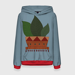 Толстовка-худи женская Цветочный горшок, цвет: 3D-красный