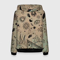 Толстовка-худи женская Эзотерика, цвет: 3D-черный