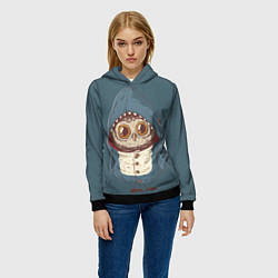 Толстовка-худи женская Совушка-в костюме акулы, цвет: 3D-черный — фото 2