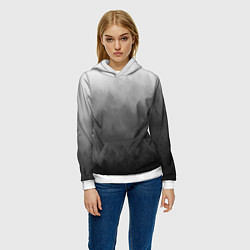 Толстовка-худи женская Темный лес - туман, цвет: 3D-белый — фото 2