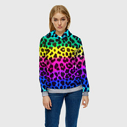 Толстовка-худи женская Leopard Pattern Neon, цвет: 3D-меланж — фото 2