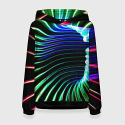Толстовка-худи женская Portal Fashion pattern Neon, цвет: 3D-черный
