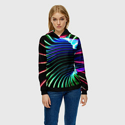Толстовка-худи женская Portal Fashion pattern Neon, цвет: 3D-черный — фото 2