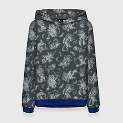 Толстовка-худи женская Морские Котики: Черный, цвет: 3D-синий