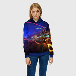 Толстовка-худи женская Neon vanguard pattern Lightning Fashion 2023, цвет: 3D-синий — фото 2
