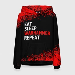Толстовка-худи женская Eat Sleep Warhammer Repeat - Спрей, цвет: 3D-черный