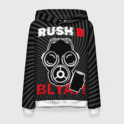 Толстовка-худи женская RUSH B в противогазе, цвет: 3D-белый