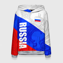 Толстовка-худи женская RUSSIA - SPORTWEAR - ТРИКОЛОР, цвет: 3D-меланж