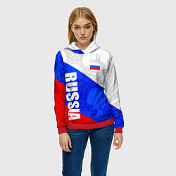 Толстовка-худи женская RUSSIA - SPORTWEAR - ТРИКОЛОР, цвет: 3D-красный — фото 2