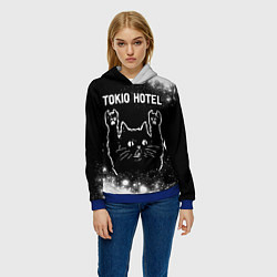 Толстовка-худи женская Tokio Hotel Rock Cat, цвет: 3D-синий — фото 2