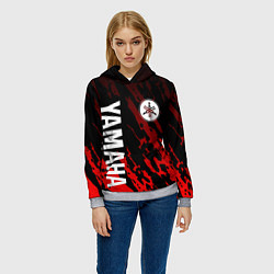 Толстовка-худи женская Yamaha - Красные пятна, цвет: 3D-меланж — фото 2