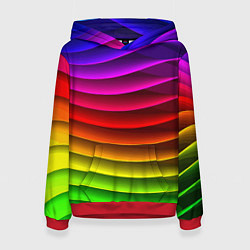 Толстовка-худи женская Color line neon pattern Abstraction Summer 2023, цвет: 3D-красный