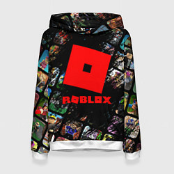 Толстовка-худи женская ROBLOX СЮЖЕТЫ И ЛОГОТИП, цвет: 3D-белый