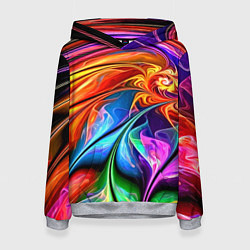 Толстовка-худи женская Красочный абстрактный цветочный паттерн Color abst, цвет: 3D-меланж