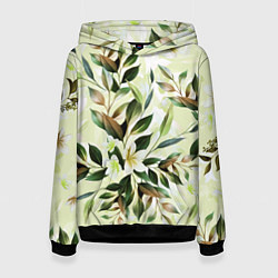 Толстовка-худи женская Цветы Липовый Сад, цвет: 3D-черный
