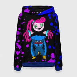 Толстовка-худи женская Poppy Playtime Хагги Вагги и Мама Длинные Ноги, цвет: 3D-синий