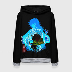 Толстовка-худи женская Томиока Гию Клинок рассекающий демонов, цвет: 3D-меланж