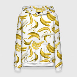 Толстовка-худи женская Кругом бананы, цвет: 3D-белый