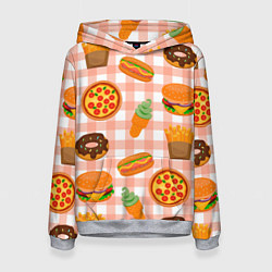 Женская толстовка PIZZA DONUT BURGER FRIES ICE CREAM pattern