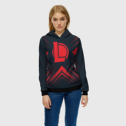 Толстовка-худи женская Красный Символ League of Legends на темном фоне со, цвет: 3D-черный — фото 2